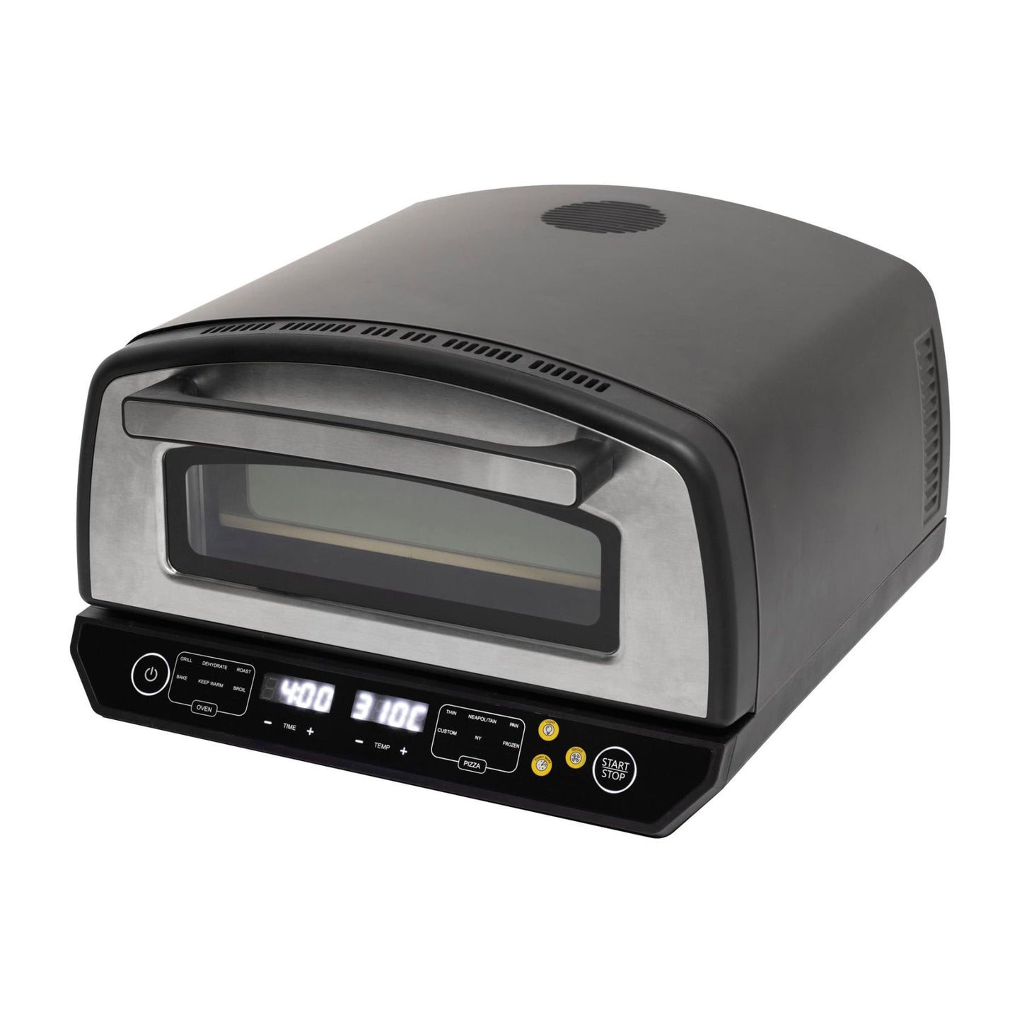 HOME HGPZ450 elektromos pizzasütő, max. 2000 W, max. 450 °C, LED kijelző, érintőgomb, fém ház, multifunkciós