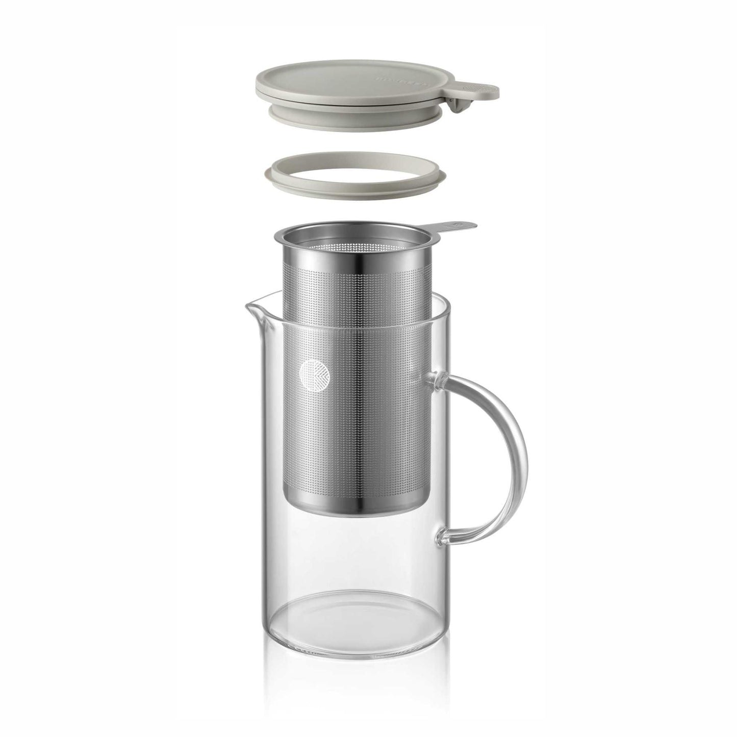 BUYDEEM CD2002/A1 teáskanna, 800 ml, boroszilikát üveg és acél, akár 150°C-ig hőálló