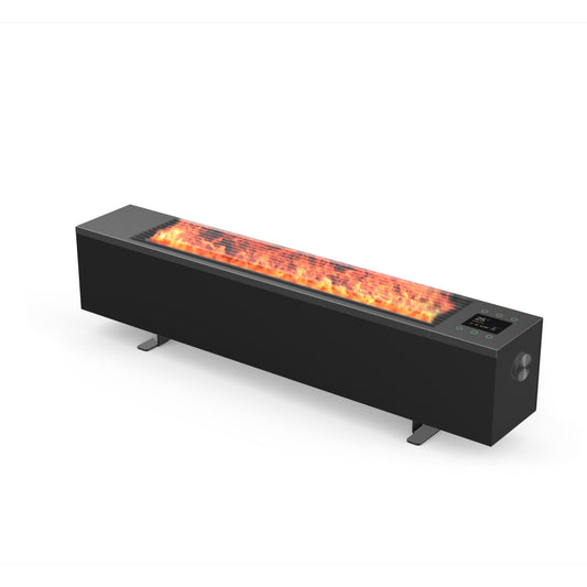 AENO AFH0002S prémium Eco Smart konvekciós fűtőkészülék, 2000 W, távolról vezérelhető, 2 fokozat, lángeffekt, 2 literes tartály, IPS kijelző, fekete