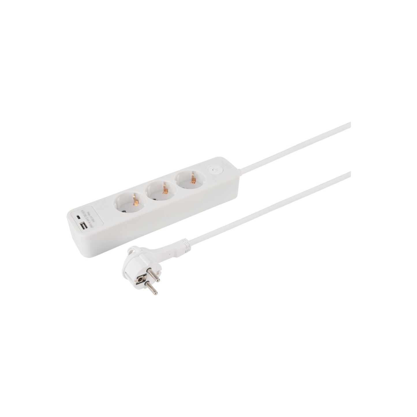 ETM 55.201.23 elosztó, 3 aljzat, kapcsolós, USB-A, USBC aljzat, 1,5 m hosszú