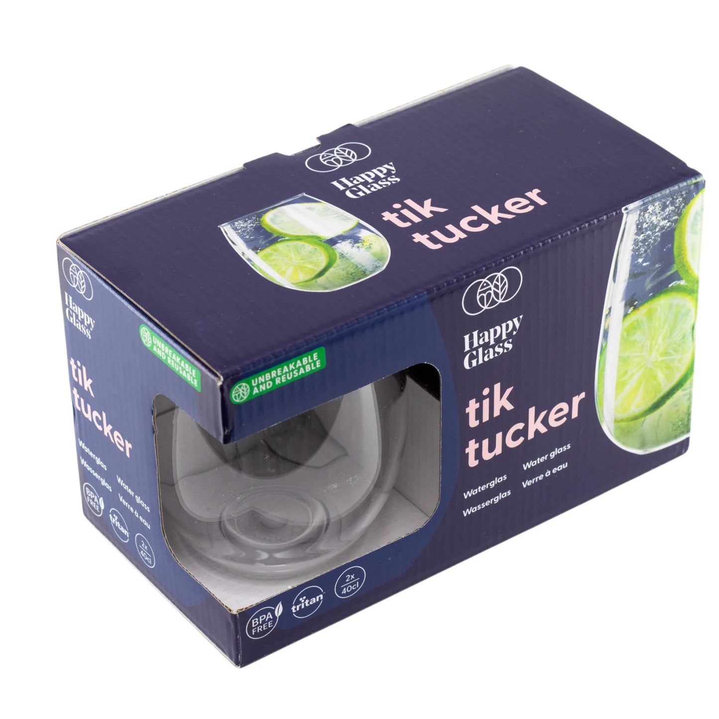 HappyGlass Tik Tucker törhetetlen öblös vizespohár, 40 cl, BPA mentes, élelmiszeripari minőség, 2 db / szett