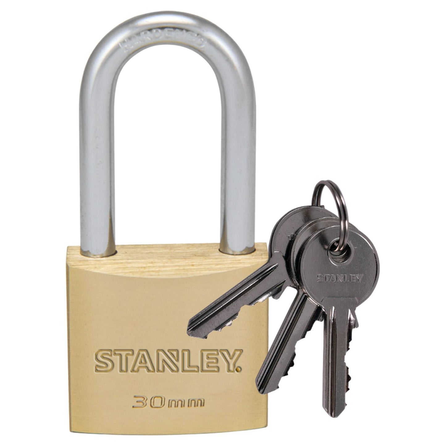 STANLEY S742-042 rézlakat, 30 mm, 3 kulcsos, dupla reteszelésű kengyel