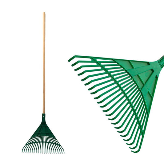 Lombseprű műanyag sötétzöld 24 fogú fa nyéllel