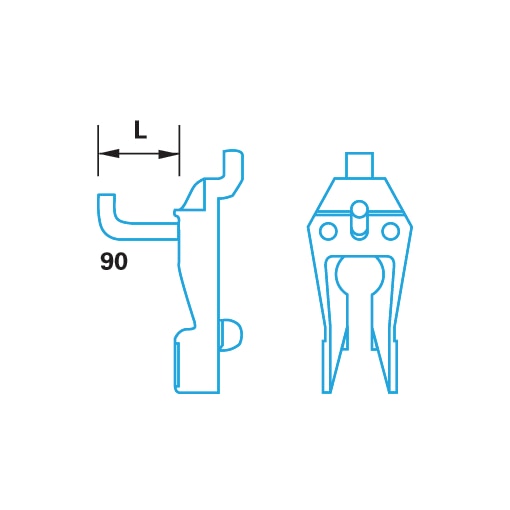 Berner Egy kampós szerszámtartó 90°-ban behajlított, függőleges véggel