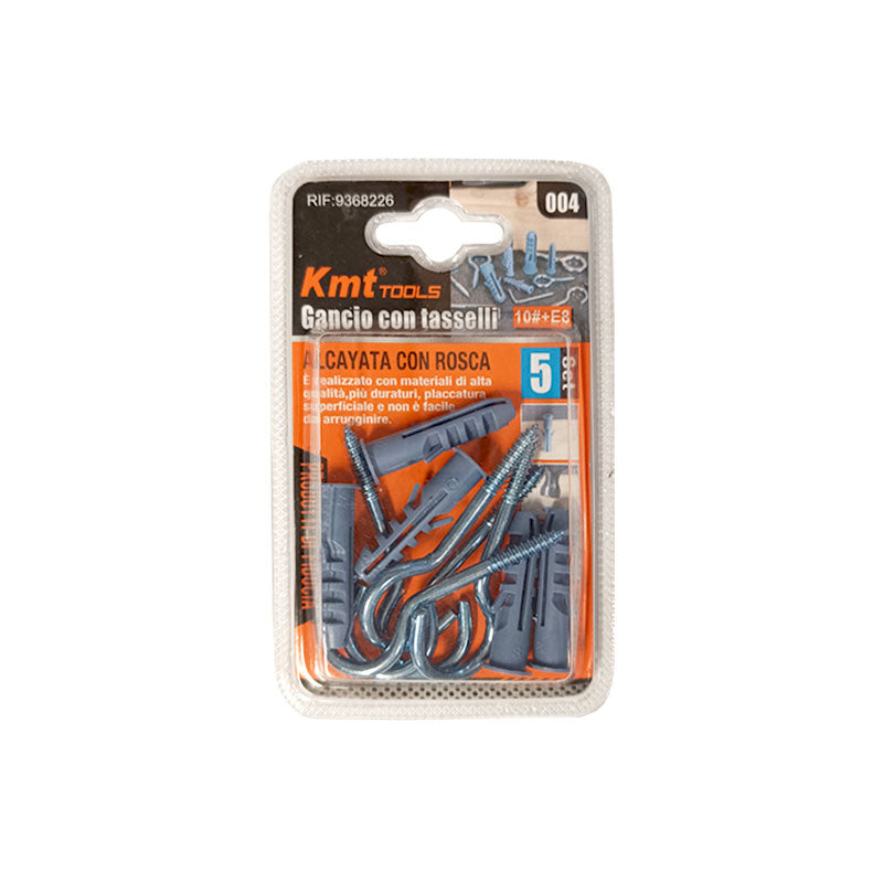 Függesztőkampó csavaros 10mm átmérőjű tiplivel 5+5db-os KMT (12db/karton)
