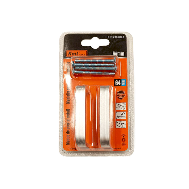 Fiókfogantyú ezüst 64mm 2db-os csavarokkal KMT (12db/karton)