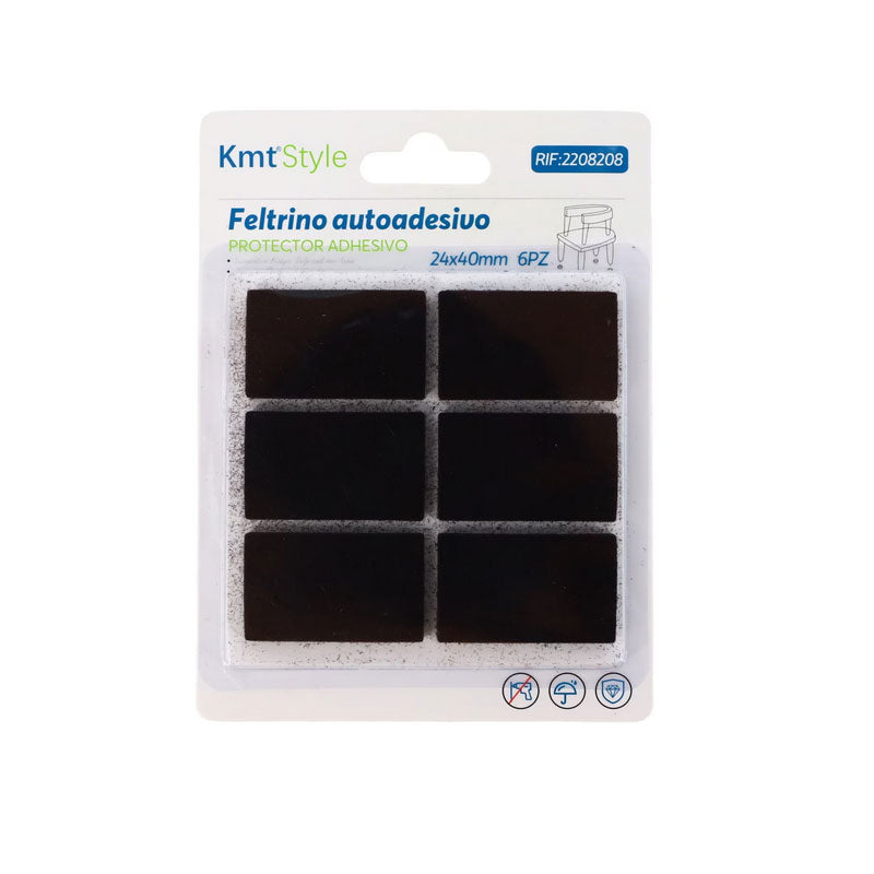 Padlóvédő bútorfilc öntapadós 24x40mm 6db-os négyzet KMT (12db/karton)