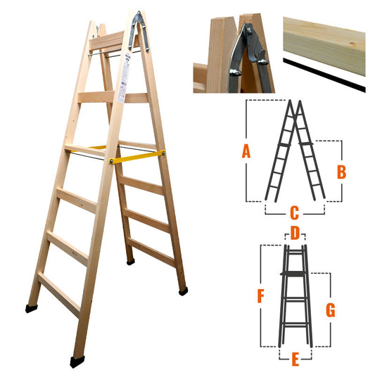 Létra fa 6 fokos festő profi Wtools