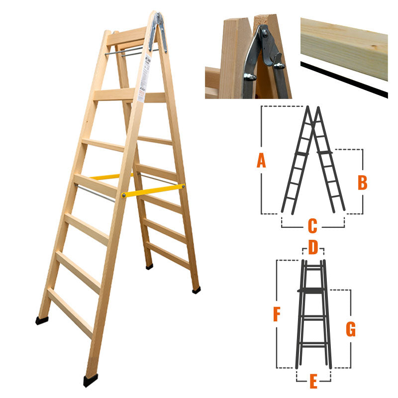 Létra fa 7 fokos festő profi Wtools