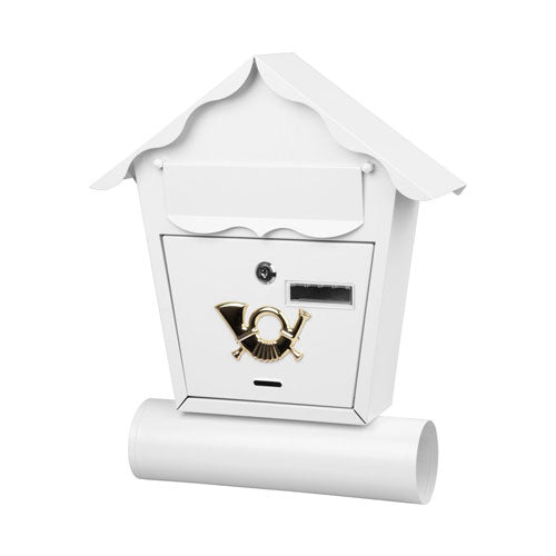 Postaláda házikó újságtartóval fehér