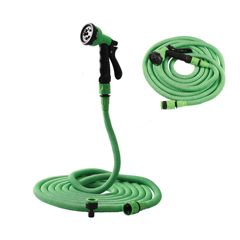 Locsolótömlő nyúló-zsugorodó 1/2" - 3/4" 7,5m - 22,5m + 8 funkciós locsolópisztoly