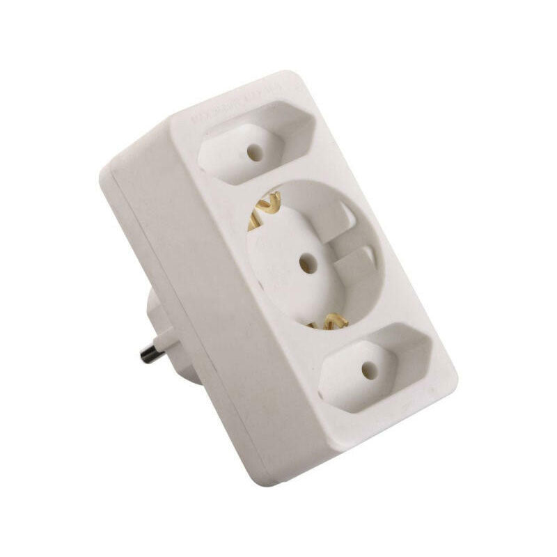 Elosztó 3-as 250V 16A 1db földelt 2db euro fehér