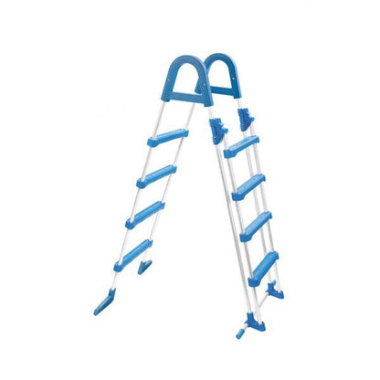 Medence létra, Azuro Safety, kétágú, 4+4 fokos, 110 cm magas medencéhez, horganyzott acél, műanyag lépcsőfokokkal, levehető külső létrarésszel