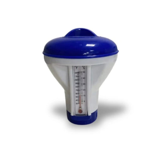 Úszó vegyszer adagoló medencéhez, hőmérővel, 17 cm, sötétkék/fehér