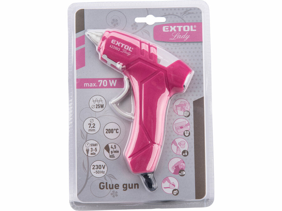 Extol Melegragasztó pisztoly, ⌀ 7,2mm, 25W, rózsaszín