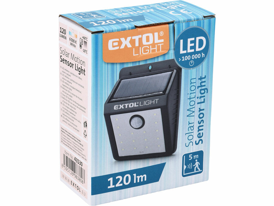 Extol Éjszakai készenléti LED lámpa, 0,4W, 16 LED; 120 Lm, napelem+szenzor