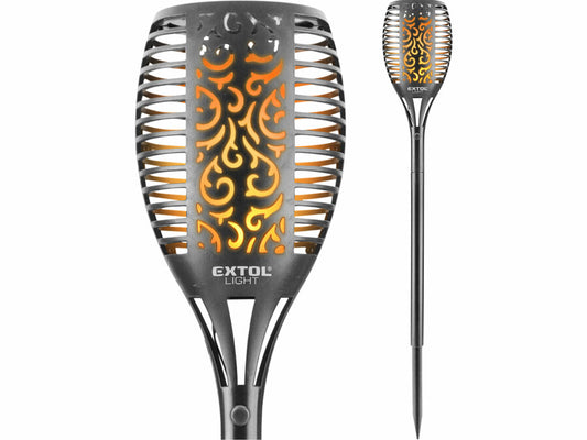 Extol Kerti LED lámpa, lángoló fáklya hatással, 79cm, napelemes töltés, 35lm