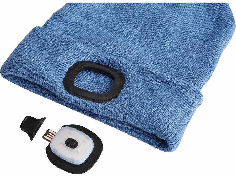 Extol Sapka homloklámpával 45lm, tölthető, USB, kék, univerzális méret
