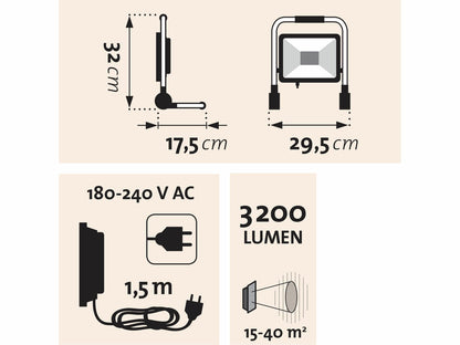 Extol LED reflektor, 3200lm, állvánnyal
