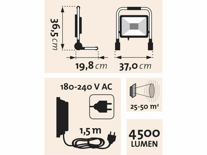 Extol LED reflektor, 4500lm, állvánnyal