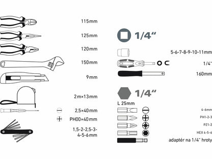 Extol Szerszámkészlet, 35db-os, 1/4“, EXTOL PREMIUM