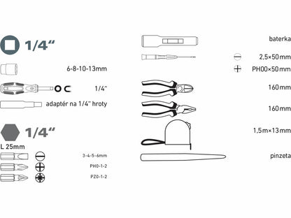 Extol Szerszámkészlet, 23db-os, 1/4“
