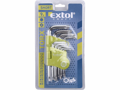 Extol Torx kulcs, 9db-os készlet, T 10-50mm, rövid