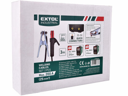 Extol Munkakábel, 2db-os készlet, 25mm2, 3m, 35-50, fogó 200A