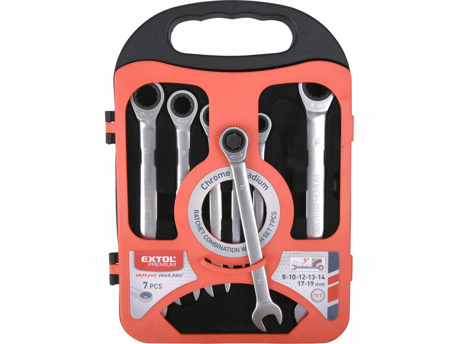 Extol Racsnis csillag-villáskulcs, 7db-os készlet, 8-19mm