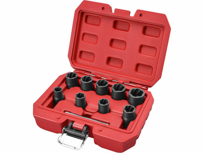 Extol Sérült, törtcsavar kiszedő, 10db-os készlet, 3/8", 10-19mm, CrMo