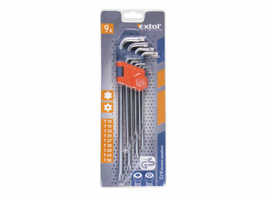 Extol Torx kulcs hosszú,9db-os készlet, T10-50mm