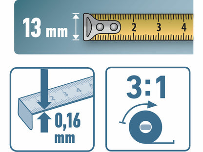 Extol Acél mérőszalag, 20m, szalagszélesség 13mm