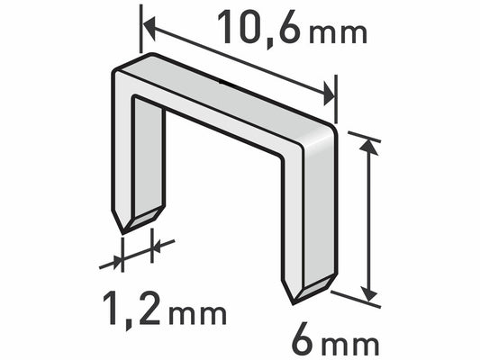 Extol Tűzőgépkapocs, 1000db/csomag, 6mm, 10,6x0,52x1,2mm