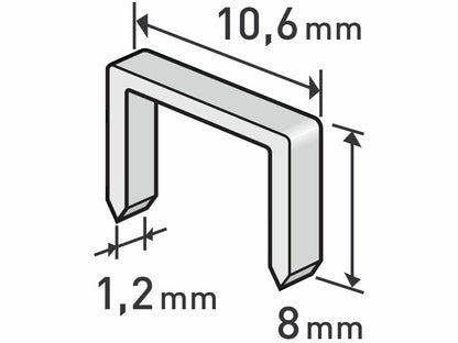 Extol Tűzőgépkapocs, 1000db/csomag, 8mm, 10,6x0,52x1,2mm