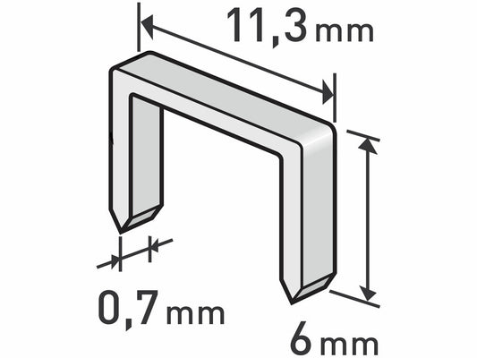 Extol Tűzőgépkapocs, 1000db/csomag, 6mm, 11,3x0,52x0,70mm