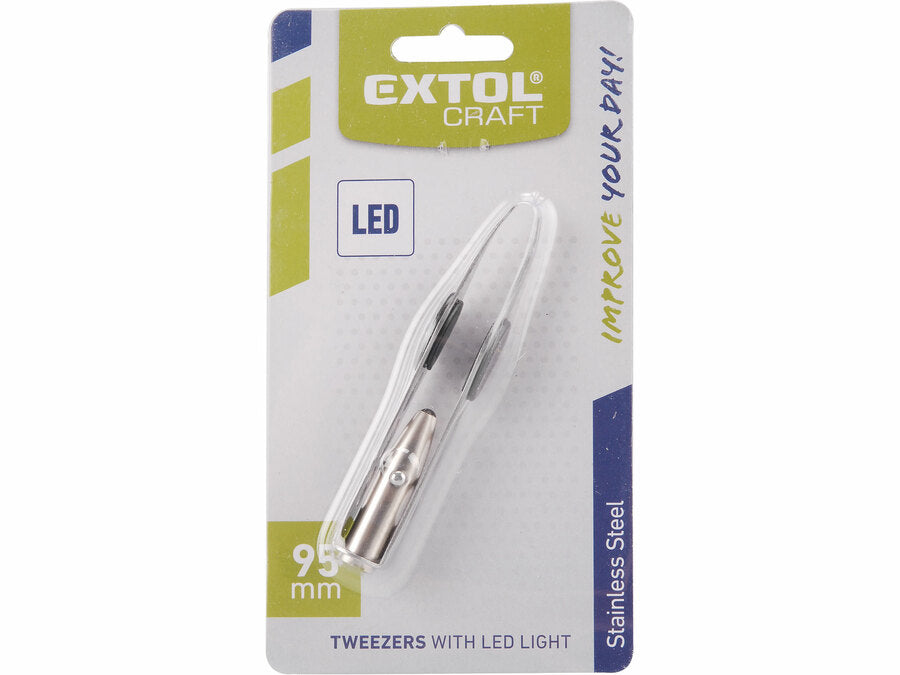 Extol Csipesz LED fénnyel, rozsdamentes acél, hossz: 95mm