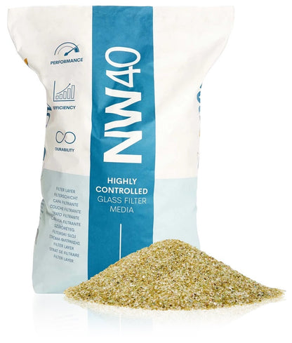 Üveg szűrőtöltet, Nature Works NW40, 1, 5-2, 5 mm, újrahasznosított zöld üveg, antibakteriális, biofilmmentes, medence szűrőkhöz, 20 kg (AS-033110)