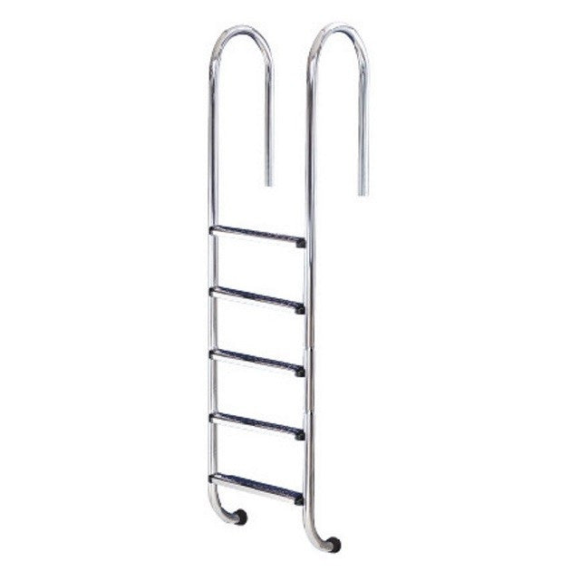 Medence létra, AISI316, kis ívű, 5 fokos, ezüst, rozsdamentes acél, csúszásmentes, ergonomikus (AS-110015)