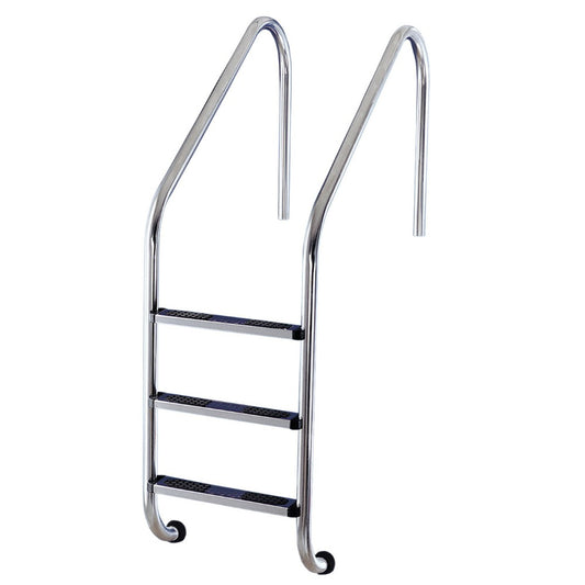 Medence létra, AISI304, nagy ívű, 3 fokos, ezüst, rozsdamentes acél, csúszásmentes, ergonomikus (AS-111003)