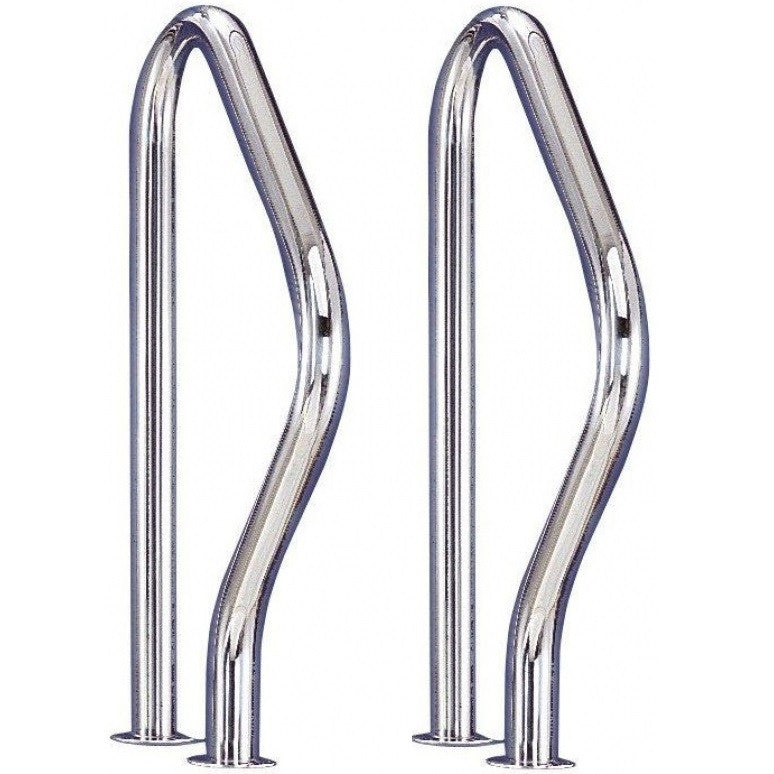 Medence korlát, AISI316L, 795 x 490 mm, ezüst, rozsdamentes acél, polírozott, karimás rögzítés, 1 pár