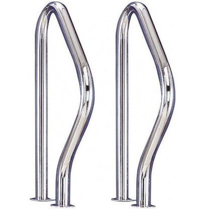 Medence korlát, AISI316L, 795 x 490 mm, ezüst, rozsdamentes acél, polírozott, karimás rögzítés, 1 pár