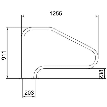 Medence korlát, AISI316L, FX-01, 911 x 1255 mm, ezüst, rozsdamentes acél, polírozott, karimás rögzítés, 1 db/csomag