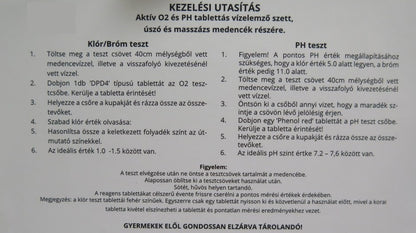 Vízelemző készlet, aktív oxigén mérés, tablettás teszter, 50 db reagense tabletta, gyors és pontos mérés