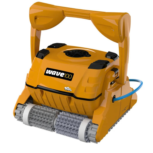 Medencetisztító robot, Dolphin Wave 100 CB, teljes medencetisztítás (padló, fal és vízvonal tisztítás), távirányítás, finom és ultrafinom szűrőrendszer, 4/6/8 órás ciklusidő, Caddy tartozék