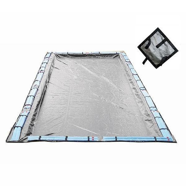 Medence téli védőtakaró, Silverado, 10,0 x 5,0 m, ezüst/fekete, UV álló, 250 mikron, téglalap alakú, laminált polietilén, földbe süllyesztett medencékhez
