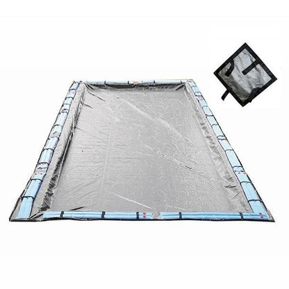 Medence téli védőtakaró, Silverado, 10,0 x 5,0 m, ezüst/fekete, UV álló, 250 mikron, téglalap alakú, laminált polietilén, földbe süllyesztett medencékhez