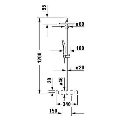 Duravit C.1 termosztátos zuhanyrendszer, króm