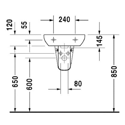 Duravit D-Code kézmosó 45x34 cm fehér 1 csaplyukkal