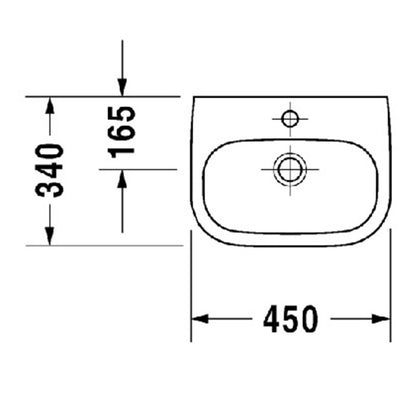 Duravit D-Code kézmosó 45x34 cm fehér 1 csaplyukkal