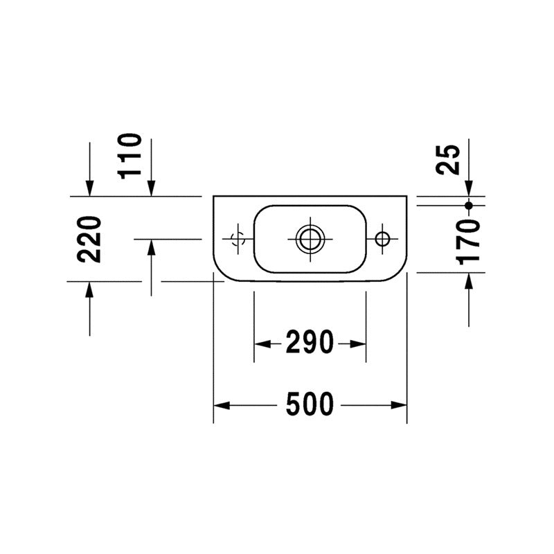 Duravit Happy D.2 kézmosó 50*22 cm csaplyuk jobbra